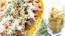 Spaghetti Squash Boats with Sausage and Cheese Spaghetti Squash Boats with Sausage and Cheese