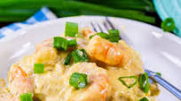 Double Stuffed Potatoes with Cheesy Seafood Sauce Double Stuffed Potatoes with Cheesy Seafood Sauce