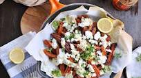 Loaded Sweet Potato Fries with Curried Tzatziki Loaded Sweet Potato Fries with Curried Tzatziki