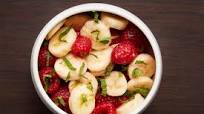 Bananas and Raspberries in Lime Syrup Bananas and Raspberries in Lime Syrup