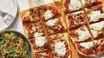 Cheesy Beef Focaccia Pizza with Kale Salad Cheesy Beef Focaccia Pizza with Kale Salad