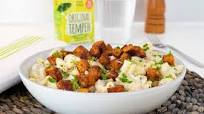 Meaty tempeh pasta with white mushroom sauce Meaty tempeh pasta with white mushroom sauce