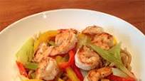 Prawns and Vegetables Over Pan-Fried Udon Noodles Prawns and Vegetables Over Pan-Fried Udon Noodles