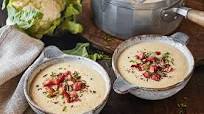 Cauliflower and white bean soup with crispy bacon Cauliflower and white bean soup with crispy bacon