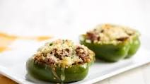 Philly Cheesesteak Stuffed Bell Peppers with ground beef and breadcrumbs Philly Cheesesteak Stuffed Bell Peppers with ground beef and breadcrumbs