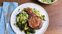 Pork Chops with Orzo Pilaf and Roasted Brussels Sprouts Pork Chops with Orzo Pilaf and Roasted Brussels Sprouts