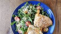 Baked Chicken Thighs with Arugula Caesar Salad Baked Chicken Thighs with Arugula Caesar Salad