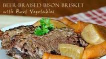 Beer-Braised Bison Brisket with Root Vegetables Beer-Braised Bison Brisket with Root Vegetables