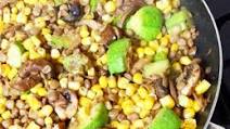 Vegan Lentil Stew with Corn, Mushroom and Zucchini Vegan Lentil Stew with Corn, Mushroom and Zucchini
