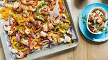 Sheet-Pan Chicken and Shrimp Fajitas Sheet-Pan Chicken and Shrimp Fajitas
