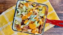Thanksgiving stuffing with apples, focaccia-style bread and gruyere cheese Thanksgiving stuffing with apples, focaccia-style bread and gruyere cheese