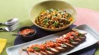 Roasted Pork & Summer Succotash with Tomato Fondue & Basil Roasted Pork & Summer Succotash with Tomato Fondue & Basil