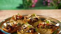 Grilled Eggplant Caponata Bruschetta with Ricotta Salata Grilled Eggplant Caponata Bruschetta with Ricotta Salata