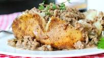 Salt Crusted Baked Potato with Ground Beef Gravy Salt Crusted Baked Potato with Ground Beef Gravy