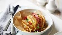 Ham and cheese studded potatoes Ham and cheese studded potatoes
