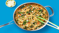 One-Pan Greek Spaghetti with Red Pepper Sauce, Feta, Spinach & Fresh Oregano One-Pan Greek Spaghetti with Red Pepper Sauce, Feta, Spinach & Fresh Oregano