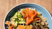 Brown Rice Bowl with Vegetables and Salmon Brown Rice Bowl with Vegetables and Salmon