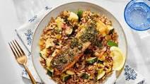 Crispy Skin Salmon with Salsa Verde & Farro Salad Crispy Skin Salmon with Salsa Verde & Farro Salad