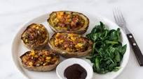 Game Day Twice Baked Potato Skins with Sautéed Spinach Game Day Twice Baked Potato Skins with Sautéed Spinach
