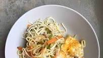 Veg Hakka noodles with fried the egg Veg Hakka noodles with fried the egg