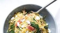 Spaghetti Squash with Spinach, Bacon and Goat Cheese Spaghetti Squash with Spinach, Bacon and Goat Cheese
