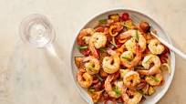 Spanish-Style Garlic Shrimp & Potatoes with Peppers & Onion Spanish-Style Garlic Shrimp & Potatoes with Peppers & Onion