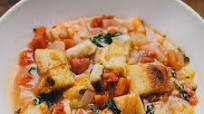 Shrimp and Cod with Tarragon Broth and Croutons Shrimp and Cod with Tarragon Broth and Croutons