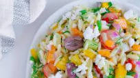 Easy Greek Orzo Salad (vegan + gluten-free) Easy Greek Orzo Salad (vegan + gluten-free)