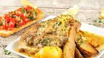 Chicken with White-Wine and Lemon Pan Sauce With Classic Tomato Bruschetta and Potato Wedges Chicken with White-Wine and Lemon Pan Sauce With Classic Tomato Bruschetta and Potato Wedges