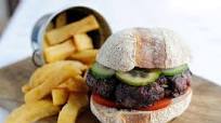Venison burger with homemade chips Venison burger with homemade chips