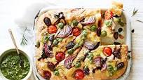 Tomato and olive focaccia Tomato and olive focaccia