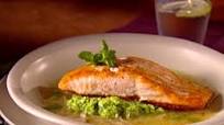 Salmon in Lemon Brodetto with Pea Puree Salmon in Lemon Brodetto with Pea Puree