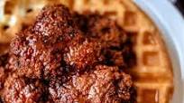 Fried Chicken and Waffles with Sriracha Honey Fried Chicken and Waffles with Sriracha Honey