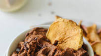 Date-Sweetened Dark Chocolate Hummus & Apple Chips Date-Sweetened Dark Chocolate Hummus & Apple Chips