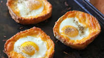 Baked Tostadas with Eggs and Cheese Baked Tostadas with Eggs and Cheese