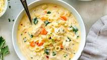 Creamy Chicken Soup with Pasta and Spinach Creamy Chicken Soup with Pasta and Spinach