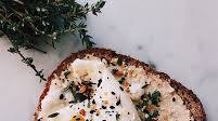 Hummus Toast With Soft Boiled Egg, Fresh Thyme And Everything Bagel Spice Hummus Toast With Soft Boiled Egg, Fresh Thyme And Everything Bagel Spice