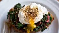 Bruschetta With Chard or Spinach, Poached Egg and Dukkah Bruschetta With Chard or Spinach, Poached Egg and Dukkah