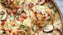 Creamy Baked Chicken Thighs with Mushrooms & Bacon Creamy Baked Chicken Thighs with Mushrooms & Bacon