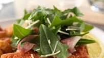 New York Chop Cutlet with 'Nduja Gnocchi and Dandelion Salad New York Chop Cutlet with 'Nduja Gnocchi and Dandelion Salad
