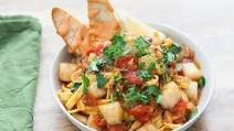 Cioppino Tagliatelle with Bay Scallops, Toasted Baguette & Garlic Aioli Cioppino Tagliatelle with Bay Scallops, Toasted Baguette & Garlic Aioli