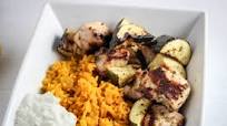 Chicken Souvlaki Skewers with Turmeric Rice Chicken Souvlaki Skewers with Turmeric Rice