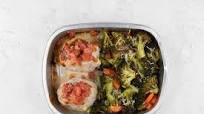 Smoked Provolone Stuffed Meatloaf with Tomato Brushcetta, Parmesan Broccoli easy prep & pan included Smoked Provolone Stuffed Meatloaf with Tomato Brushcetta, Parmesan Broccoli easy prep & pan included