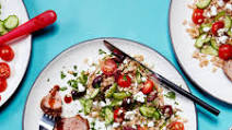 Spice-Rubbed Pork Tenderloin with a Mediterranean Grain Salad Spice-Rubbed Pork Tenderloin with a Mediterranean Grain Salad