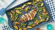 Sheet Pan Italian Pork Roast with Fingerling Potatoes, Sugar Snap Peas & Hot Honey Dressing Sheet Pan Italian Pork Roast with Fingerling Potatoes, Sugar Snap Peas & Hot Honey Dressing