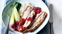 Roast pork belly with spiced plum sauce Roast pork belly with spiced plum sauce