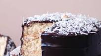 Coconut Layer Cake with Chocolate Glaze Recipe Coconut Layer Cake with Chocolate Glaze Recipe