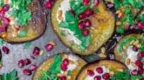 Mediterranean Roasted Eggplant Recipe with Pomegranates and Tahini Mediterranean Roasted Eggplant Recipe with Pomegranates and Tahini